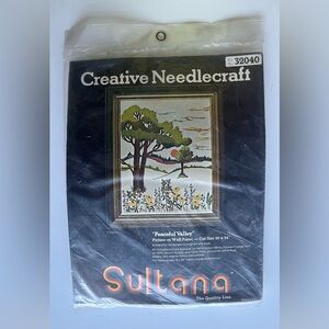 Vintage Embroidery Crewel Kit Sultana Peaceful Valley Nature Landscape Scene